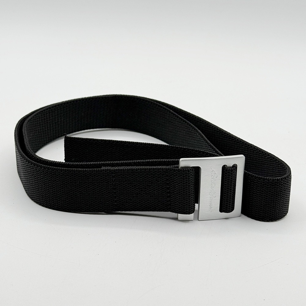 Eddie Bauer Stretch Web Belt Metal Buckle Black - New